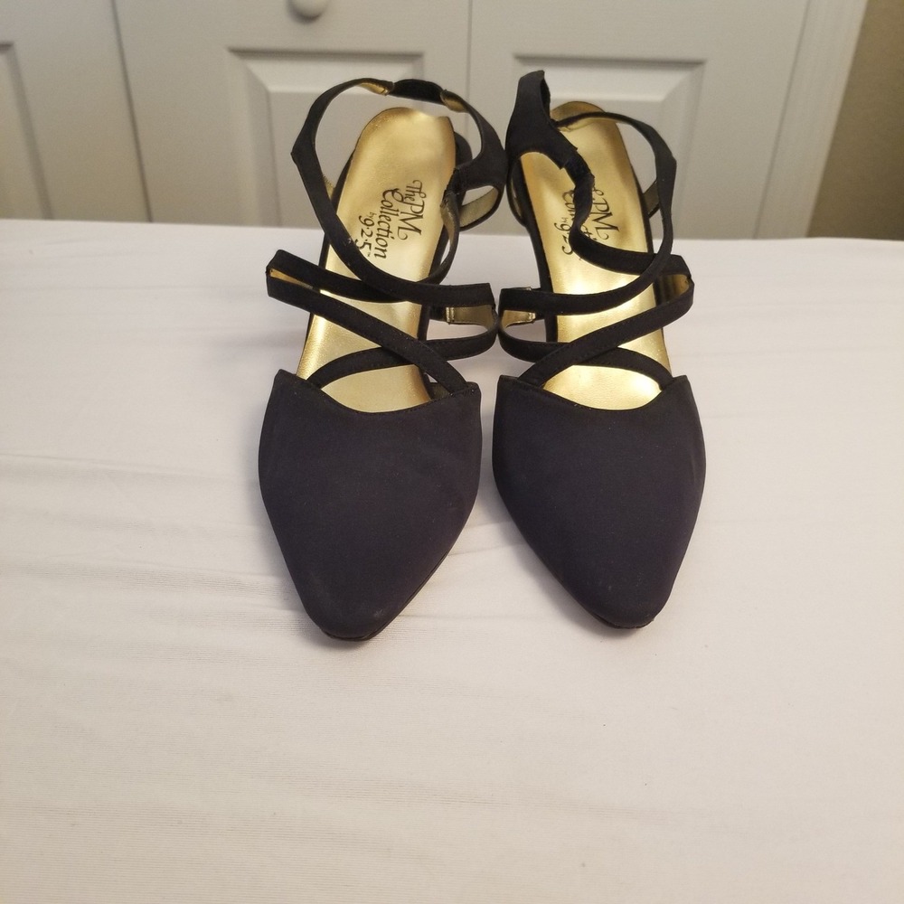 The PM Collection by 9-2-5 Blue Crisscross Strap Slingback Pointed Toe Heel8.5M